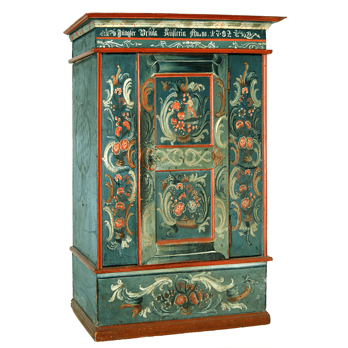 Armoire peinte baroque avec personnage