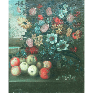 Bouquet de fleurs et pommes