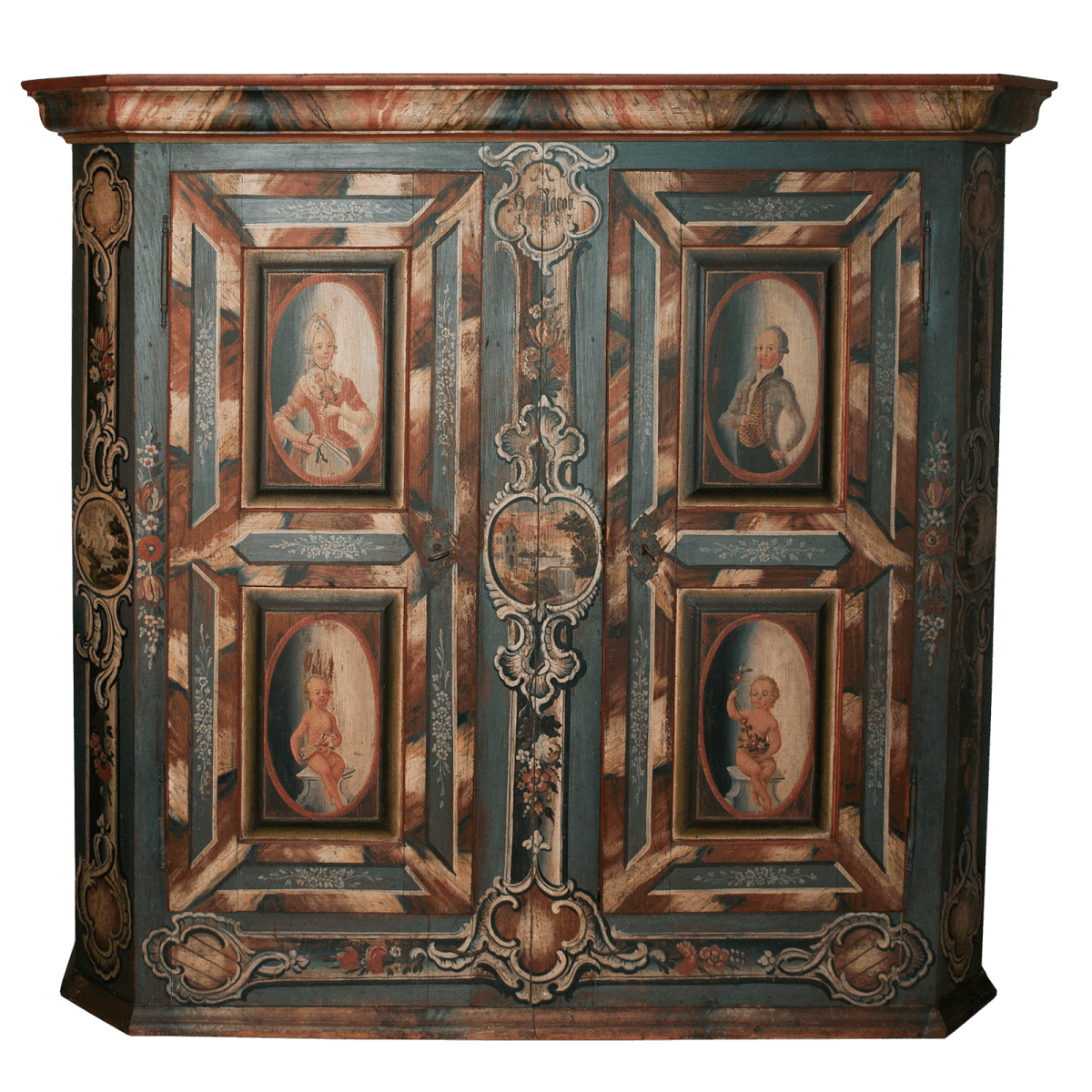 Armoire de mariage, peinte, à 2 portes