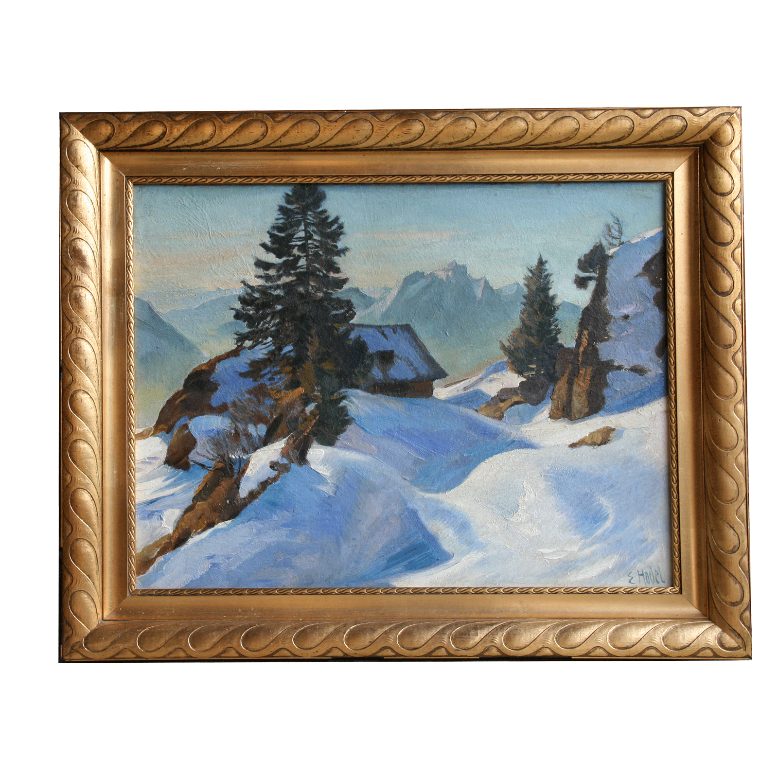 Huile sur toile d'Ernst Hodel fils