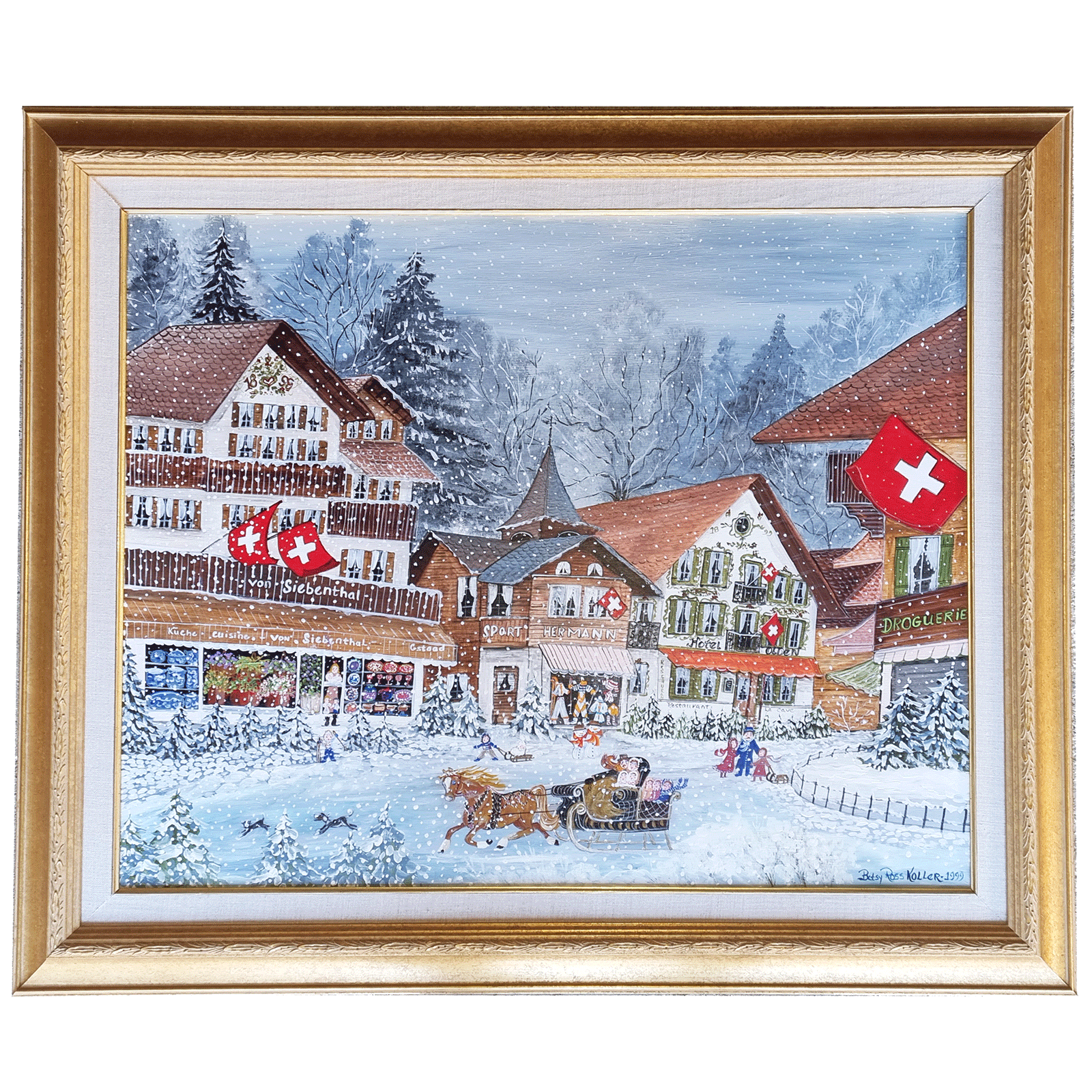 Grand tableau de Betsy Ross Koller - Gstaad en Hiver