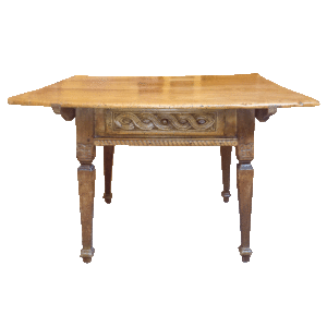 Table avec beau tiroir sculpté