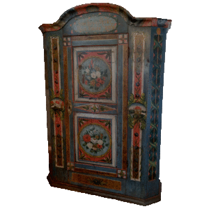 Armoire peinte à une porte datée 1825