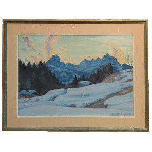 Waldemare Fink 1883-1948) - Vue sur la Gumfluh et le Rübli depuis Schönried