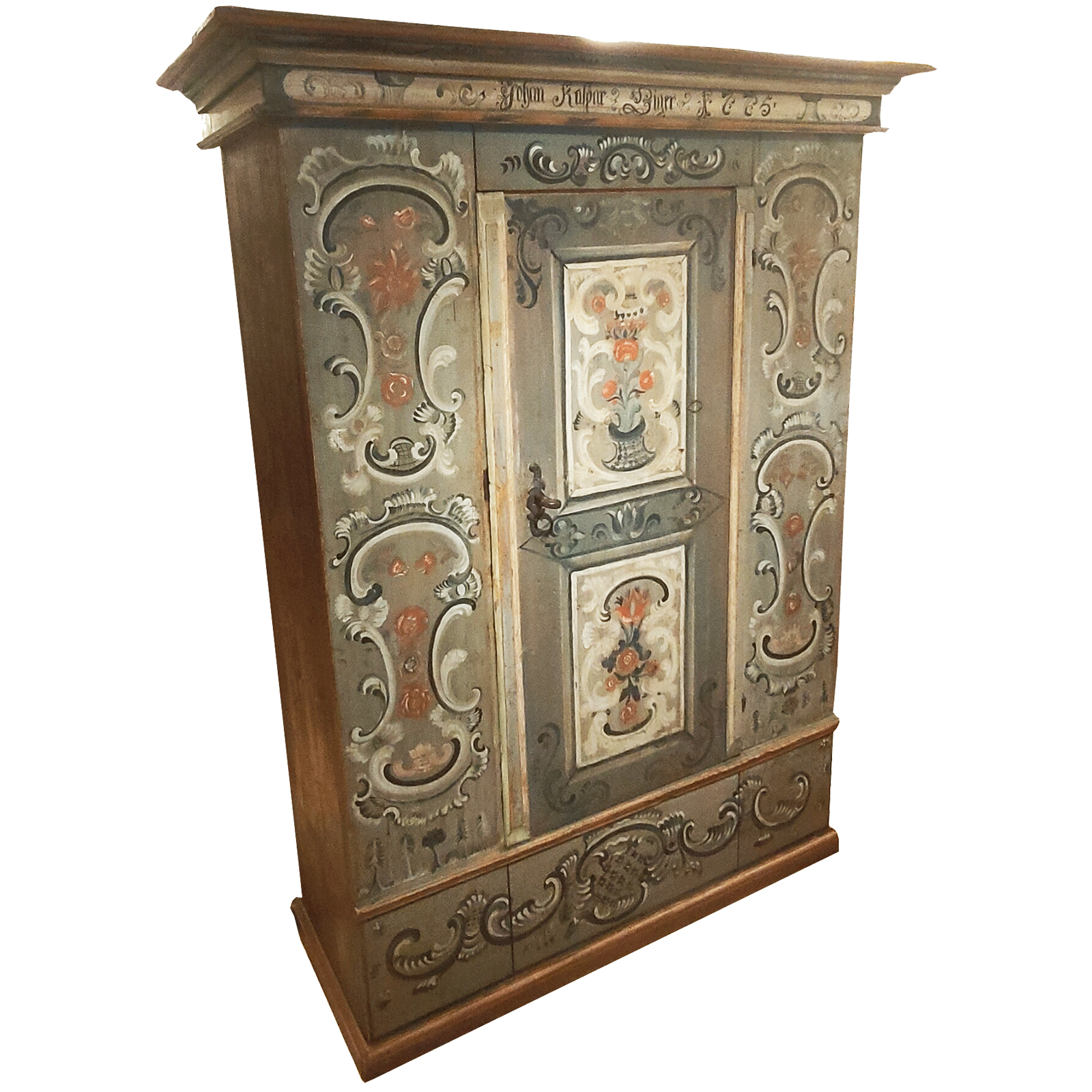 Armoire peinte à une porte datée 1775