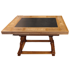 Table à rallonges avec ardoise et marquèterie