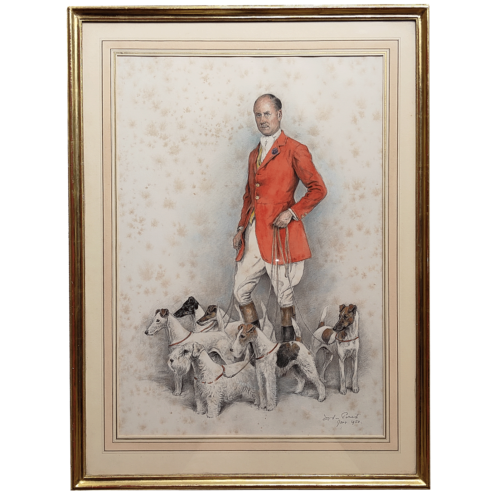 Dessin et gouache de Xavier de Poret (1894-1975)