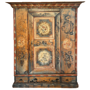 Armoire peinte à une porte datée 1807