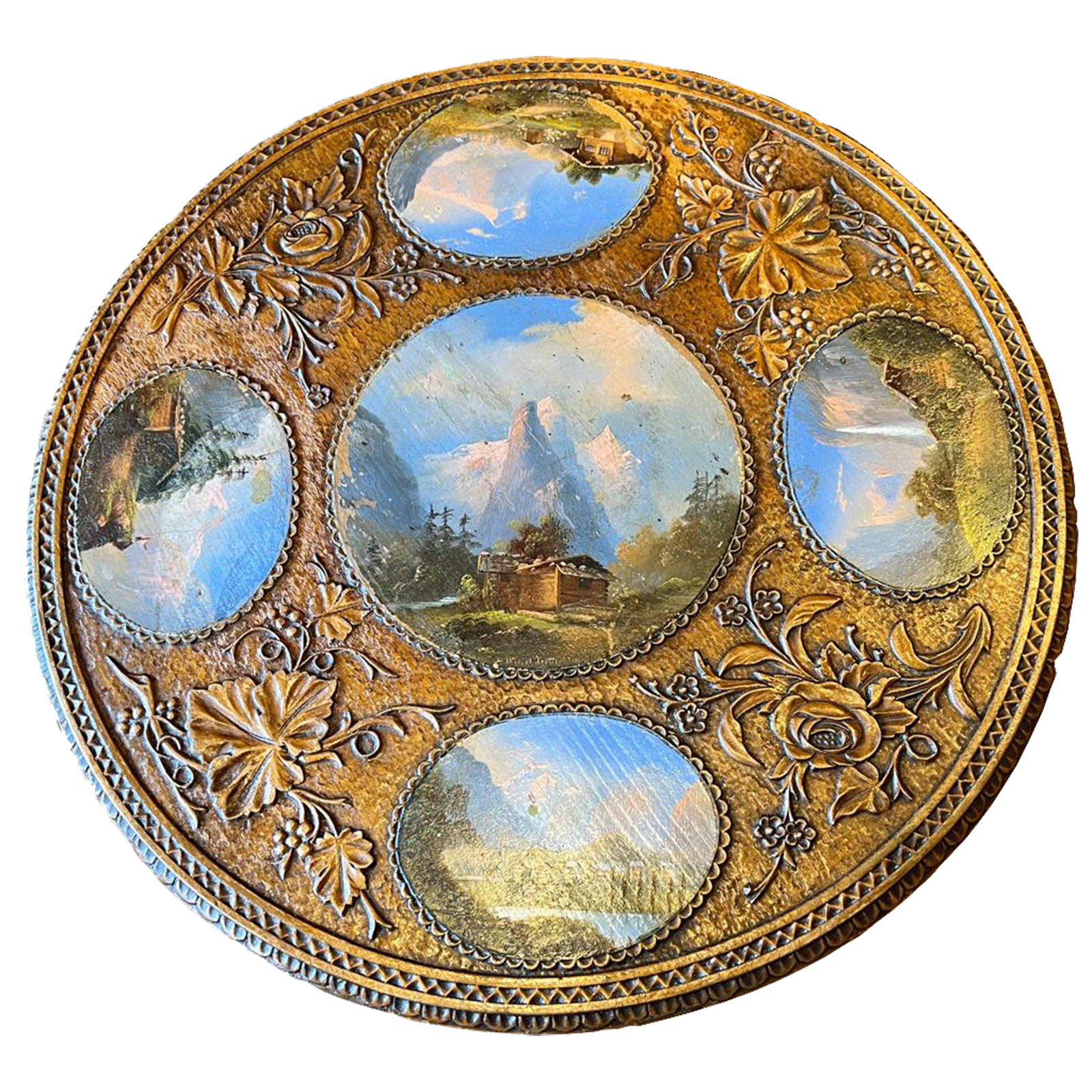 Petite table de Brienz à cinq médaillons peints