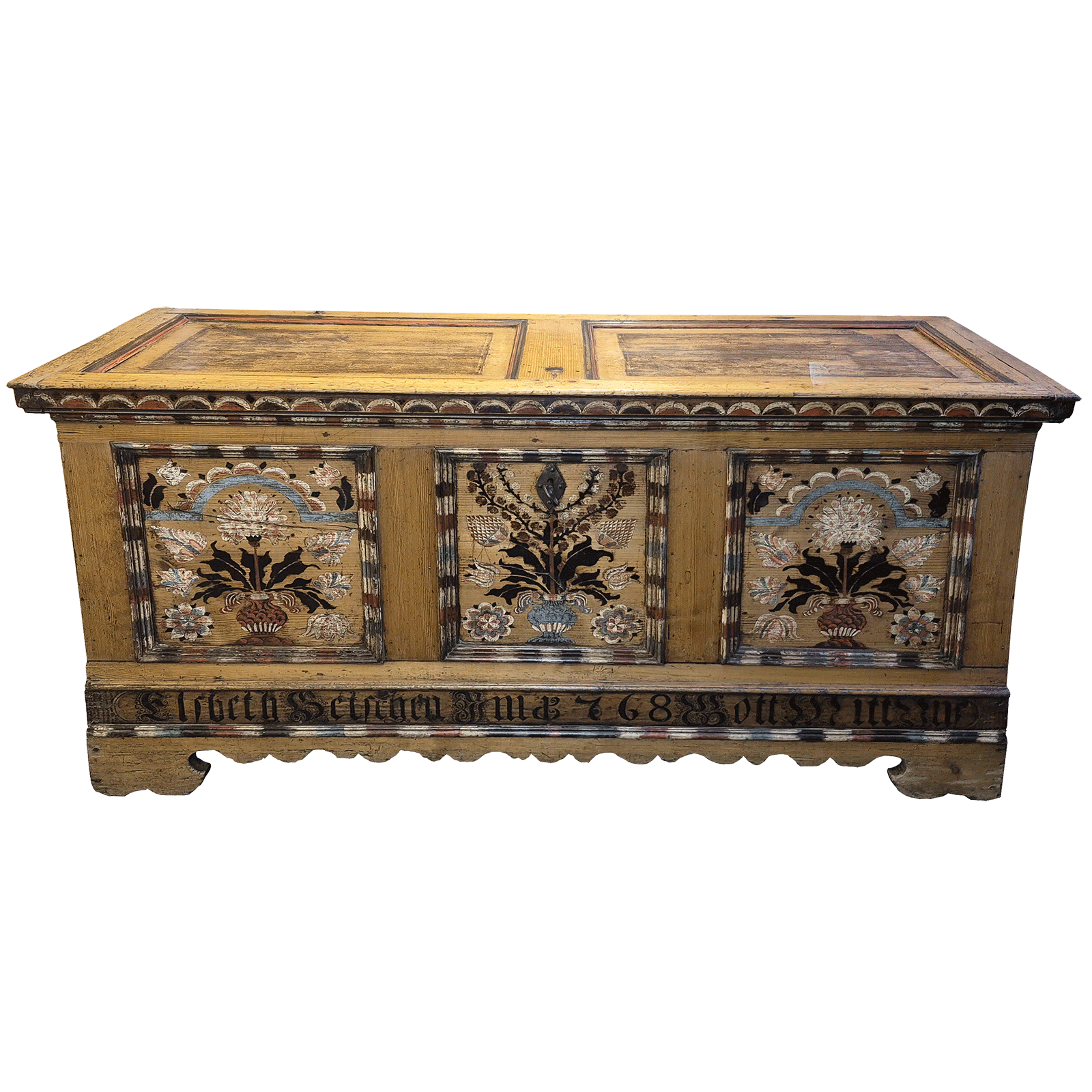 Coffre peint daté 1768