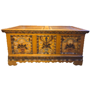 Coffre peint daté 1768